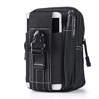 Leagway Multipurpose Tactical EDC Utility Gadget Pouch Molle Hip Waist Belt Bag Universal Cell Phone Holster Outdoor Military Wallet Nylon Case Camping Hiking Gear Tool Organizer (Black)