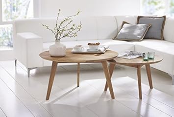 MASSIVMOEBEL24.DE Stockholm Couchtisch rund 90cm Kernbuche massiv geölt