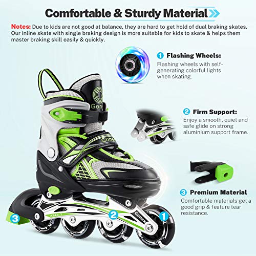 Gonex Inline Skates for Girls Boys Kids, Adjustable Skates Outdoor