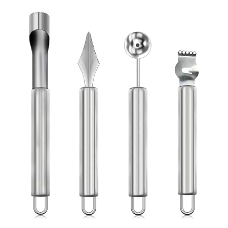 4-in-1-Obst-Werkzeug-Set, Apfelentkerner, Zitronenzester, Obstschnitzmesser, Wassermelonen-Baller, Keeptop 4 Stück Lebensmitt