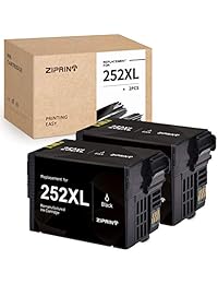 ZIPRINT Remanufactured Ink Cartridge Replacement for Epson 252XL 252 Ink for Epson Workforce WF-7720 WF-7710 WF-3640 WF-3630 WF-3620 WF-7620 WF-7610 WF-7110 Printer (252XL Black, 2-Pack)