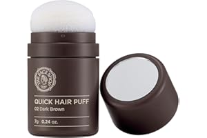 The Face Shop Quick Hair Puff - Dark Brown - Root Touch Up Hair Color, Hairline Powder Conceals Hair Loss, Hair Toppers for Women & Men - Hair Fibers for Thinning Hair, Root Cover Up, Gray Concealer