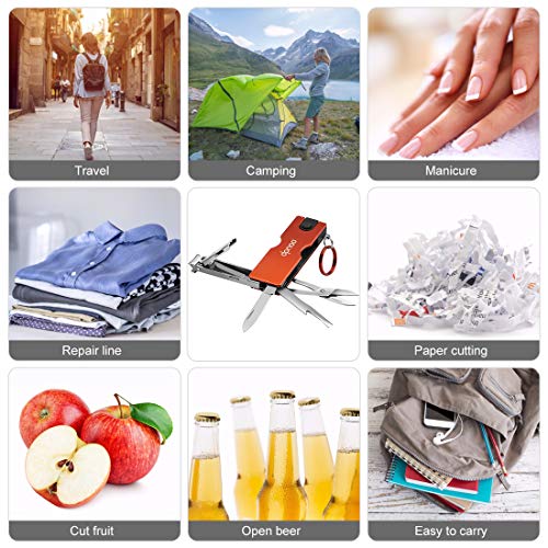Dpnao Multitool Nail Clippers Pocket Nail File Folding Knife with Scissors Tweezers Flashlight Stainless Steel - Thumbnail 5