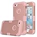 iPhone SE Case, Pandawell Hybrid Heavy Duty Shockproof Full-Body Protective Case with Dual Layer [Hard PC+ Soft Silicone] Impact Protection for Apple iPhone SE/iPhone 5S - Rose Gold
