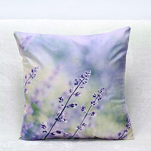 YANGYULU 3D Flowers Digital Printing Short Plush Square Decoration 18 Inches Throw Pillow Case Sofa Cushion Cover (18" x 18", Lavender)