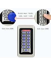 tivdio Teclado de control de acceso puerta Teclado al aire última intervensión impermeable IP68 metal Case RFID 125 KHz, teclado numérico único Stand-Alone con 2000 Users para interior y exterior Wiegand 26 Bit I O de la puerta (Plata)