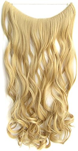 Flip In Wavy Curly Synthetic Hair Extension Secret Miracle Heat Resistance Hair Wire Hair Pieces No Clip for Women 100g 24inch 1PC (Golden)