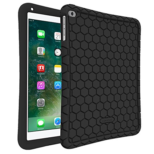 Fintie iPad 9.7 2018 2017 / iPad Air 2 / iPad Air Case - [Honey Comb Series] Light Weight Anti Slip Kids Friendly Shock Proof Silicone Protective Cover for iPad 6th / 5th Gen, iPad Air 1 2, Black (Best Ipad Air 2 Case)