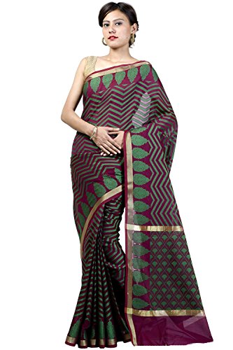 Chandrakala Wine Banarasi Cotton Silk Saree