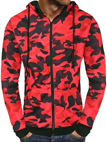 Men's Autumn Slim Fit Lightweight Camouflage Zip up Hoodie for Men Hooded Pullover Jacket Sweatshirt