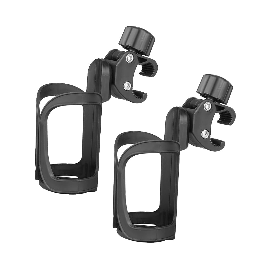 Voarge Pack of 2 Drink Holders for Pushchairs, 360 Degree Rotation Dummy Bottles, Coffee Holder, Bottle Holder, Bicycle Drink Holder, Bicycle, Pushchair and Wheelchair