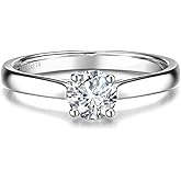 AGVANA The Eternal Knot 0.3 Carat - 1 Carat Lab Grown Diamond 4 Prong Solitaire Ring in Sterling Silver Engagement Promise Anniversary Wedding Ring for Women (D-E Color, VS Clarity)