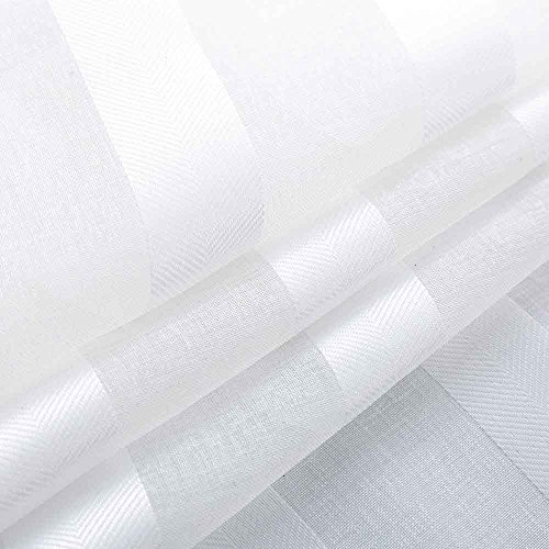 image for jinchan Striped White Sheer Curtains Bedroom 63 inches Long White Wind