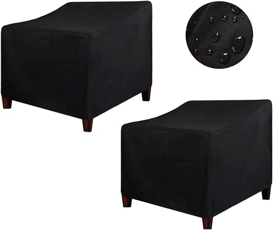 Amazon Com Ladyrosian Patio Chair Covers Lounge Deep Seat Cover 600d Oxford 100 Waterproof Durable Heavy Duty Outdoor Uv All Weather Protection Furniture Chair Covers 35 X 38 X 31 2 Pack Black