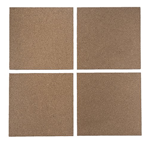 Cork Board Tiles with Adhesive Backing, Thick 12” x 12” x 0.5” Corkboard Bulletin Board Squares for Home Office and School (4 Pack)