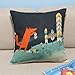 Leaveland Animal Series Cartoon Style Lovely Red Fox Throw Pillow Case Decor Cushion Covers Square 18X18 Inch Beige Cotton Blend Linen Pillowcase
