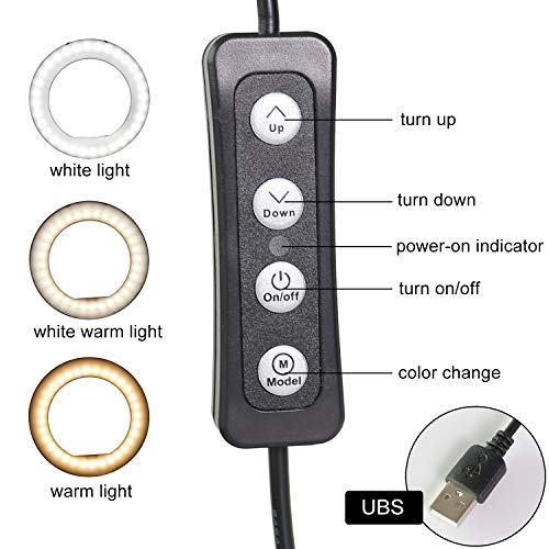 8" Dimmable Ring Light Selfie Live Stream Continuous Output Lighting Adjust Stick Stand 4" Mirror&Phone Holder for Makeup Photography LED Ring Lamp Outdoor Camera Photo Video 3 Color Lighting Mode Kit