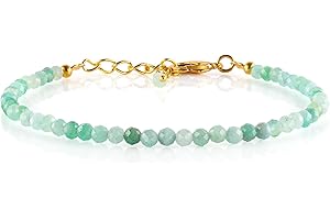 Natural Emerald Gold Bracelets For Women, Green Gemstone Micro Beads, Trending Dainty Jewelry, May Birthstone, Energy Healing