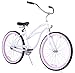 Firmstrong Urban Lady Single Speed Beach Cruiser Bicycle, 26-Inch, White/Pink Rims w/Black Seat (15226)
