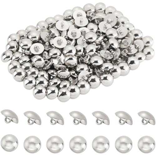 CABODYALS 150Pcs Silver Shank Buttons Vintage Half Round Button Mushroom Dome Sport Woolen Coats Buttons Metal Acrylic Resin Button for Sewing Making Clothing Coats Dress Crafts Diy Supply