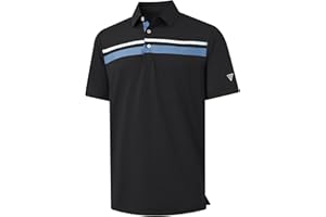 M MAELREG Golf Shirts for Men Short Sleeve Regular Fit Moisture Wicking Performance Casual Striped Print Mens Polo Shirts