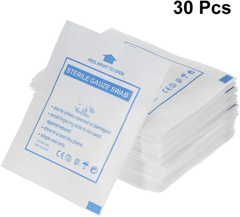 EXCEART Disposable Gauze Swabs 30 Pack 3.94X1.89In Cotton Gauze Sheets for Wound Care Absorbent Soft Individually Wrapped First Aid Accessories - Image 3