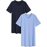 Latuza Men's Cotton Nightshirt Short Nightgown 2 Pack