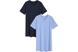 Latuza Men's Cotton Nightshirt Short Nightgown 2 Pack