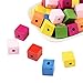 Pandahall 50 Pcs 14MM Mixed Color Cube Wood Beads, Lead Free, Dyed, about 14mm long, 14mm wide, 14mm thick,hole: 5mm