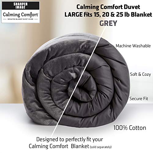 Calming Comfort by Sharper Image Weighted Blanket Duvet Cover | Large- Grey, Fits 15, 20, 25 lb Blanket 50" x 75"