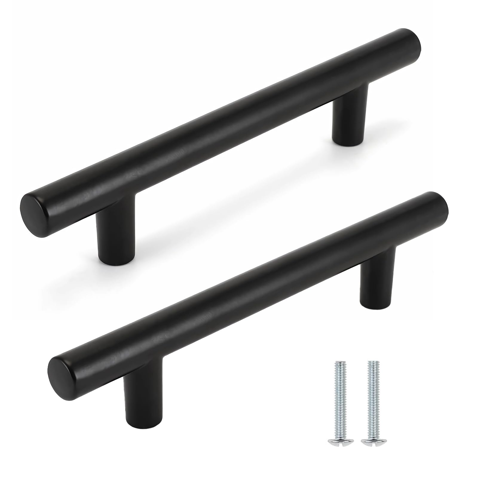 T Bar Cabinet Handles - Matte Metal Kitchen Handles, Small, Black, for Cupboards, Dresser, Wardrobe (Hole Centre 96mm)