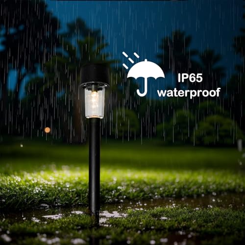 SC-Daily Solar Lights Outdoor Garden Landscape Pathway - 12 Pack Solar Powered Stake Lights - LED, for Lawn Borders Flowerbeds Patio Ideal Driveway and Pathway Lighting for Outside (Warm White)