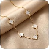 99 Jackets Lucky Clover Pendant Necklace for Women 18K Gold Plated Four Leaf Clover Jewelry Double Sided 15mm Good Luck Charm Trendy Fashion Jewelry Gift for Her