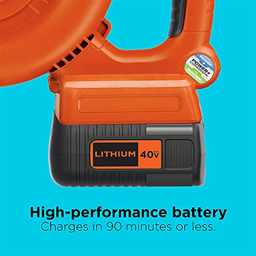 BLACK+DECKER 40V MAX Cordless Blower, Hard Surface Sweeper, Variable