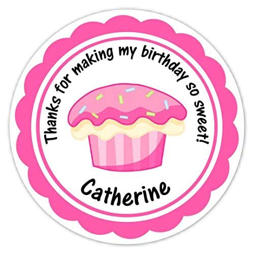 20 Cupcake Birthday stickers, Customized Stickers
