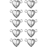 Fansoftiks 10Pcs Silver Friendship Heart Shaped Charm Necklaces,Metal Love Buckle Pendant Heart Shape Necklace Clasp Closures Bracelet for Bracelet Necklace DIY Making Wedding Jewelry Accessories