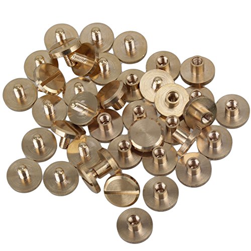 Solid Brass Flat Head Nail Rivets Chicago Screws for DIY Leather Craft Purse Pack of 20 (10x4x4mm)
