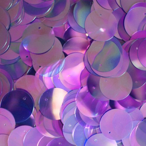 20mm Flat Round SEQUIN PAILLETTES ~ Violet Purple Crystal Iris Rainbow ~ Loose sequins for embroidery, bridal, applique, arts, crafts, and embellishment. Made in USA.