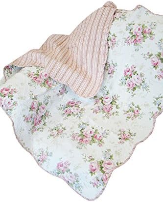 Textiles Plus Perfume Spring Rose Cotton Throw Blanket, Pink/Green