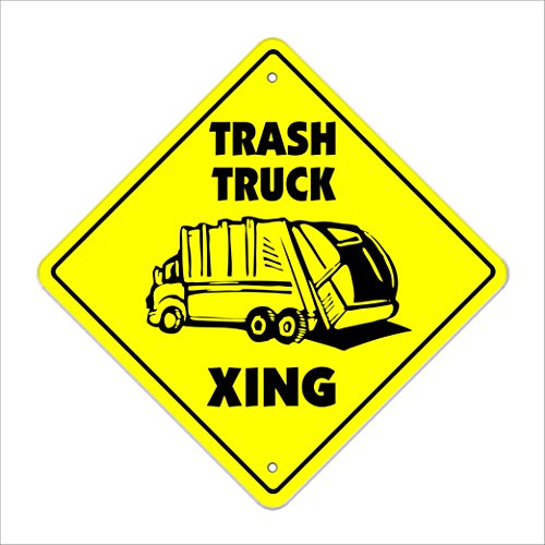 Trash Truck Crossing Sign Zone Xing | Indoor/Outdoor | 12" Tall sanitation engineer solid waste