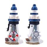 Wooden Lighthouse, Dedoot Wooden Lighthouse D&eacute;cor, Decorative Nautical Lighthouse Handmade Wood Lighthouse 6.7" Height for Home Decor, Photo Props, Ocean Theme Party and Bathroom Decoration, Pack of 2