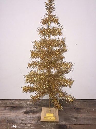 GOLD CHRISTMAS FEATHER TREE TINSEL TABLETOP 36" Holidays Handmade