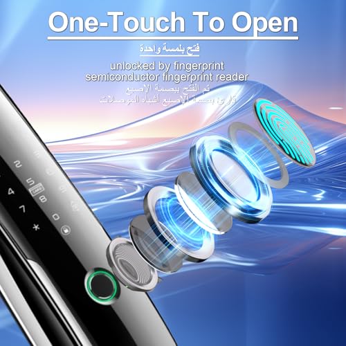 Makayuron Smart Door Lock, 7IN1,3D Face Recognition,Palmprint, Fingerprint, IC card,Passcode,Mechanical keys.Tuya app supported.Equipped with 6068 mortise,Class C lock cylinder (M03-FH)