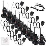 Retevis H-777 Walkie Talkies UHF 400-470MHz 3W 16CH Flashlight Single Band with Original Earpiece 2 Way Radio Ham Radio (10 Pack) and Speaker Mic (10 Pack) and Programming Cable