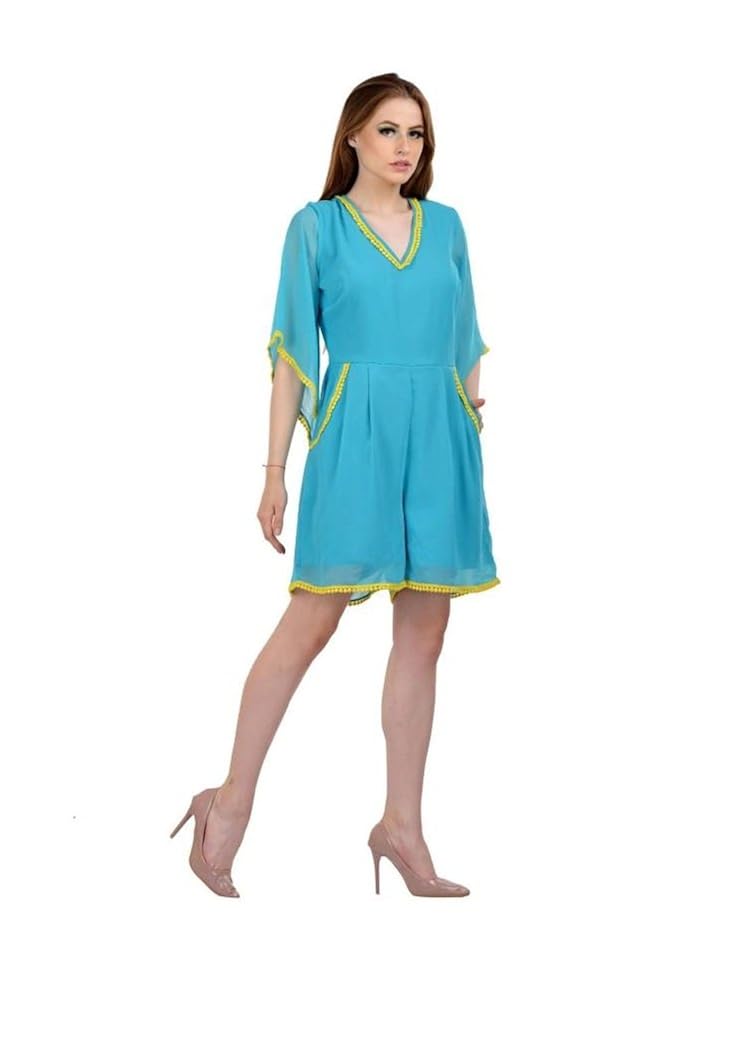 karmic vision women's georgette blue jumpsuit