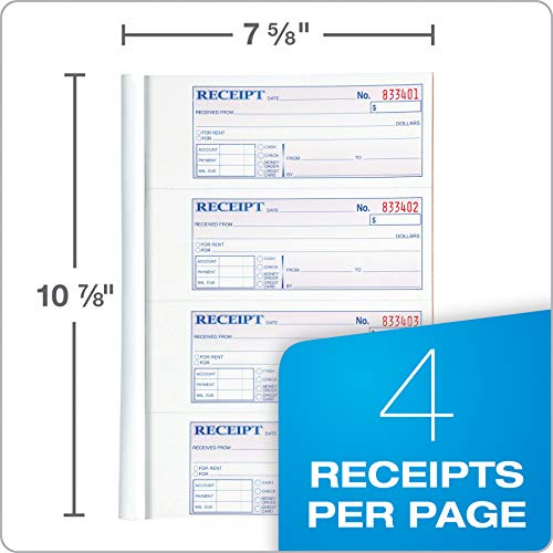 Adams Money and Rent Receipt Book, 3Part, Carbonless, White/Canary/Pink, 75/8" x 107/8