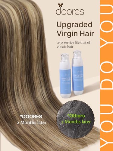 DOORES Hair Adhesives Extensions, Balayage Chocolate Brown to Honey Blonde 50cm 20 Inch 50g 20pcs, Remy Tape in Hair Extensions Natural Remy Straight Extensions