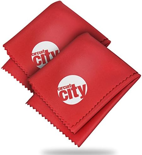(2 Pack) Circuit City Premium Microfiber Cleaning Cloths for Tablets, Cell Phones, Laptops, LCD TV Screens, Lenses, and More (Red)