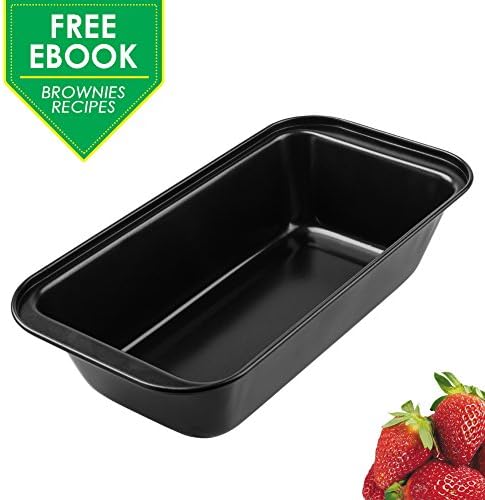 8.5 x 4.5” Rectangular Baking Pans Deep Quick Release Bakeware Tray Loaf Ginger Bread Lasagna Sticky Buns Cinnamon Rolls Nonstick Coating Round Edges Premium Carbon Steel Beginners Professionals
