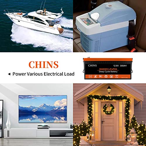 CHINS LiFePO4 Battery 12V 300Ah Lithium Battery - Built-in 200A BMS, 2000~5000 Cycles, Perfect for Replacing Most of Backup Power, Home Energy Storage and Off-Grid etc. - Image 7